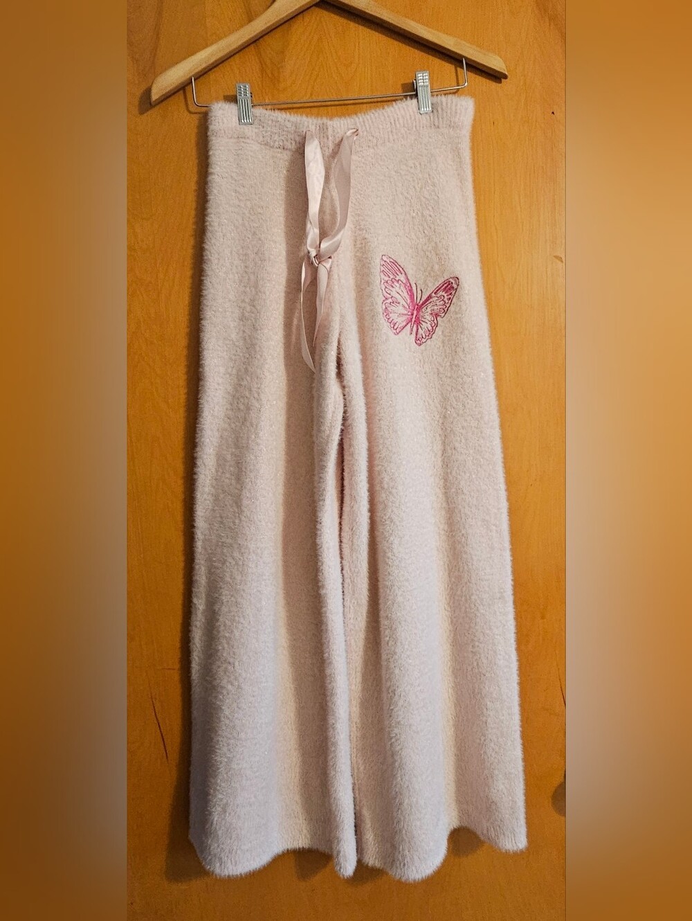 NWT Wicked By Katie Kime, Soft Pink Women's Lounge Pants with Butterfly Accent